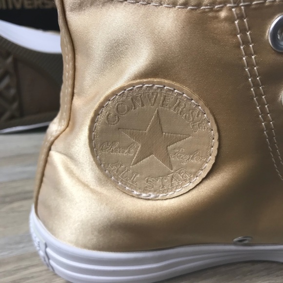 Converse Ctas HI Parchment Satin Gold W AUTHENTIC - Picture 5 of 8